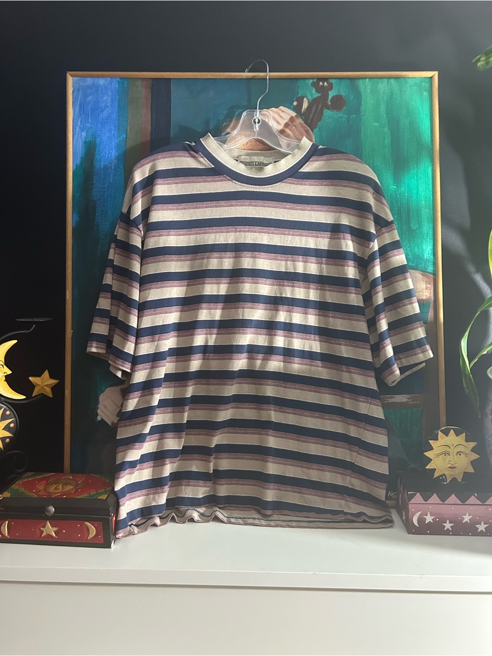 Ride Landing Vintage Striped T-Shirt Made in USA Size M 90s